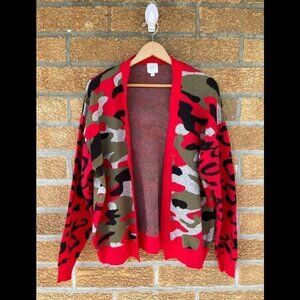 Sen cocoon camoflage open sweater m